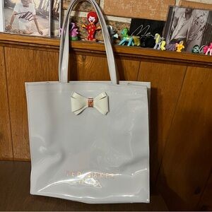 Ted Baker London Water Resistant LG Shopper Tote Bag Plain Bow Light Gray